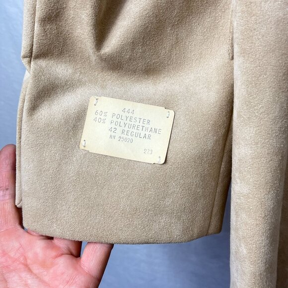 NEW Vintage Vegan Suede Blazer Suit Jacket Mens 42R 70s Academia Professor - Picture 12 of 16